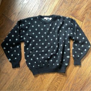Vtg Sedgewick Triangle Patterned Chunky Mohair Wool Sweater Medium